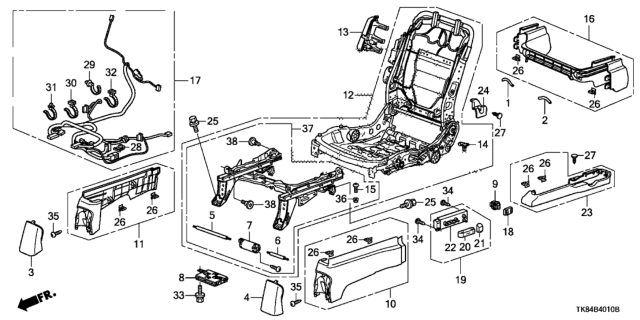 2013 Honda Odyssey Front Seat Components (Driver Side) Diagram