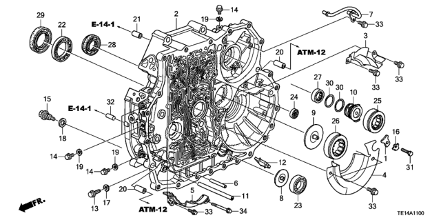 2012 Honda Accord AT Torque Converter Case (V6) Diagram