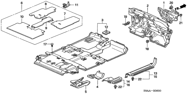 2006 Honda CR-V Floor Mat Diagram