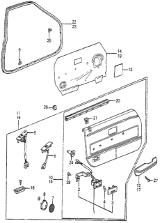 1983 Honda Accord Seal A, R. FR. Door Panel Hole Diagram for 75826-SA6-670