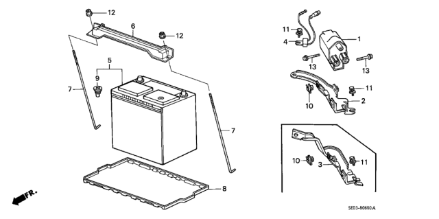 1989 Honda Accord Battery Assembly (Delco) Diagram for 31500-SE3-A41