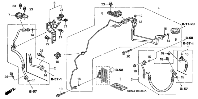 2006 Honda Accord A/C Hoses - Pipes Diagram
