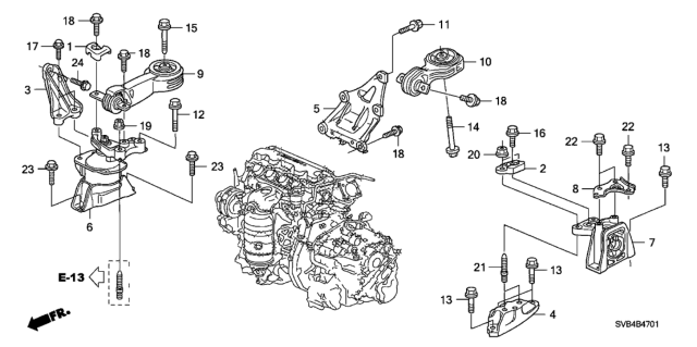 2010 Honda Civic Stay, Transmission Mounting Diagram for 50855-SNA-A00