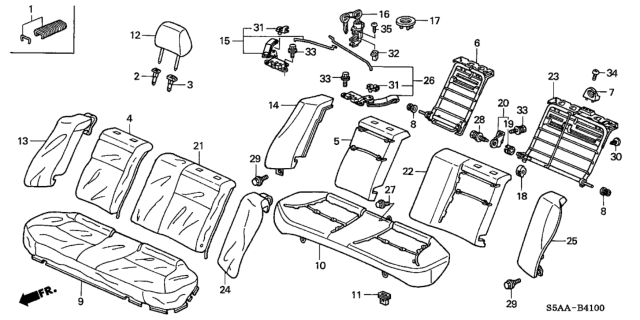 2004 Honda Civic Headrest Assy., RR. *YR239L* (KI IVORY) Diagram for 82140-S5D-A21ZB