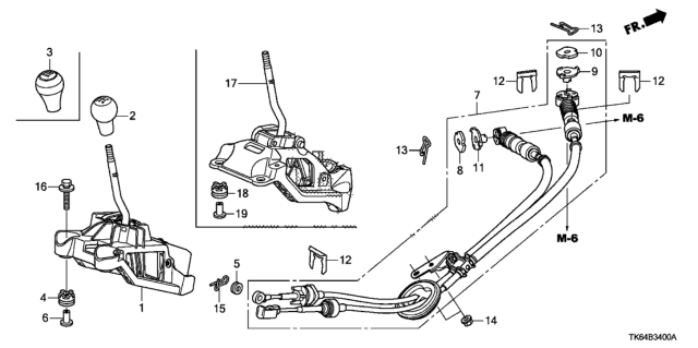 2009 Honda Fit Lever Sub-Assy., Change Diagram for 54100-TF0-003