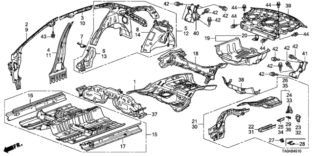 2012 Honda Accord Floor - Inner Panel Diagram