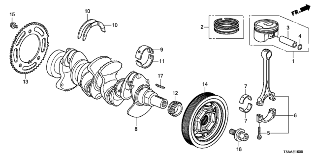 2019 Honda Fit Piston Set Diagram for 13010-5R1-J00