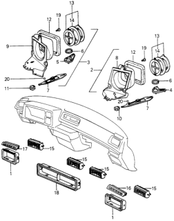 1980 Honda Civic Duct, FR. Center Air *R26L* (SUNSET RED) Diagram for 64471-SA0-010ZE