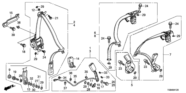 2014 Honda Civic Buckle Se*NH167L* Diagram for 04823-TS8-A00ZB