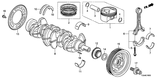 2014 Honda Accord Bearing C, Connecting Rod Diagram for 13213-5A2-A01