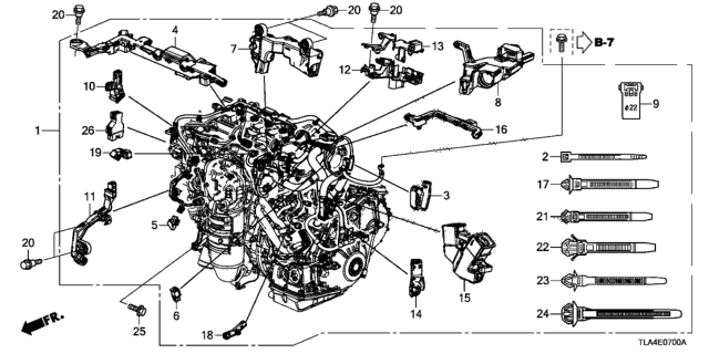 2017 Honda CR-V Holder, FR. Engine Wire Harness Head Diagram for 32126-5PA-A00