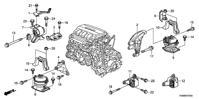 2012 Honda Odyssey Shield, RR. Engine Mounting Heat Diagram for 50816-TK8-A00