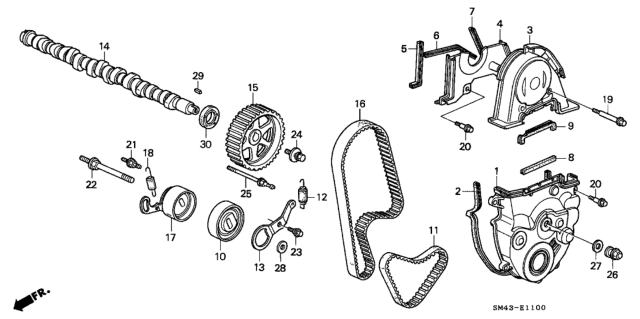 1990 Honda Accord Rubber C, Timing Belt Back Seal Diagram for 11833-PT0-000