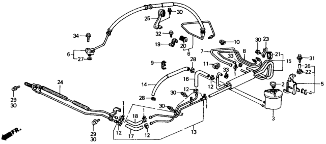 1989 Honda Civic P.S. Hoses - Pipes Diagram