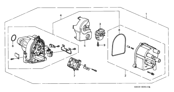 2000 Honda Prelude Distributor Assembly (Td-77U) (Tec) Diagram for 30100-P5M-A01