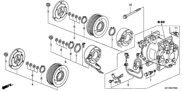 2014 Honda CR-Z A/C Compressor Diagram