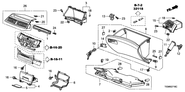 2010 Honda Accord Striker, Glove Box Diagram for 77541-TA0-A00