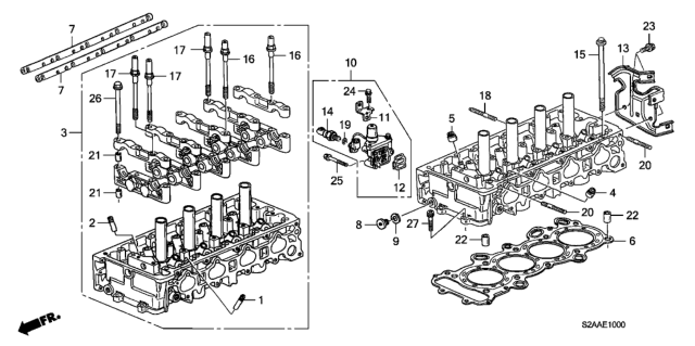 2009 Honda S2000 Cylinder Head Assembly (Dot) Diagram for 12100-PZX-810