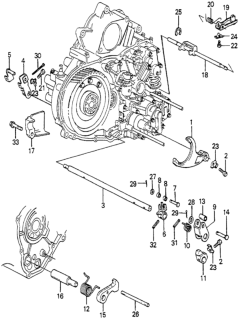 1981 Honda Prelude HMT Shift Lever Shaft  - Throttle Shaft Diagram