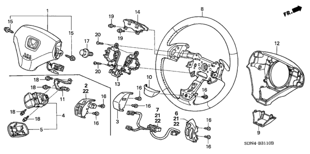 2003 Honda Accord Switch Assembly, Automatic Cruise Set Diagram for 36770-SDA-A01