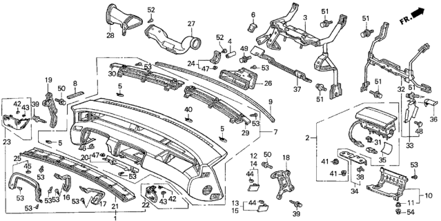 1992 Honda Prelude Bolster, Driver Knee Diagram for 77893-SS0-A00