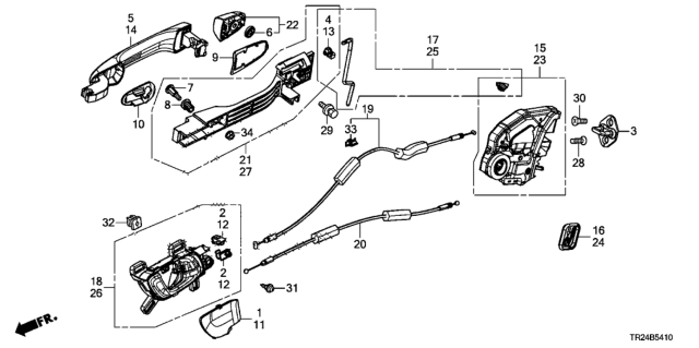 2014 Honda Civic Handle Complete (White Orchid Pearl) Diagram for 72181-TR0-A11ZV