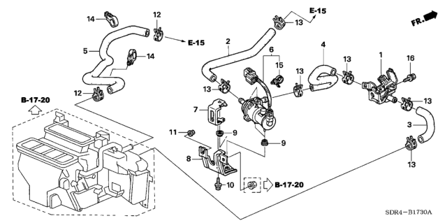 2005 Honda Accord Hybrid Hose, Water Outlet Diagram for 79725-SDR-A00