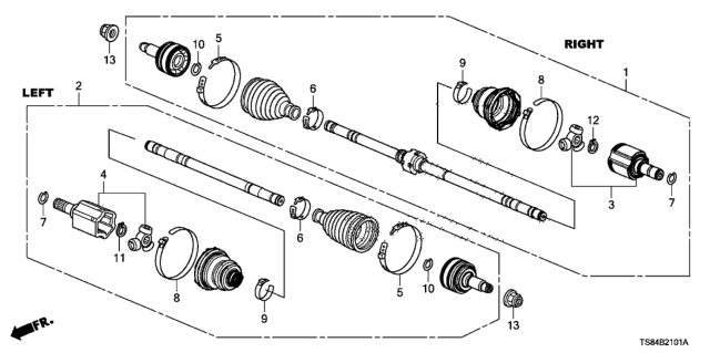 2013 Honda Civic Driveshaft (1.8L) Diagram