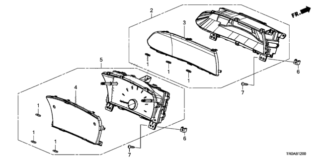 2013 Honda Civic Meter Assembly, Combination Diagram for 78200-TR7-A12