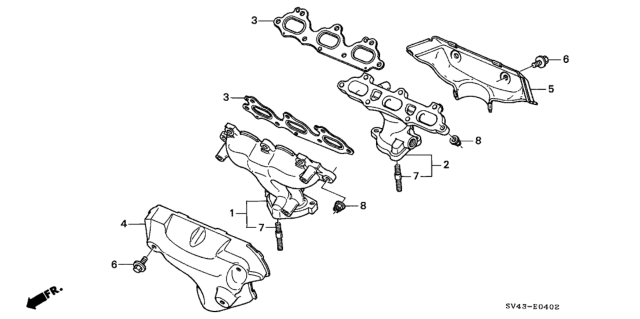 1996 Honda Accord Gasket, Exhuast Manifold Diagram for 18115-P0G-003