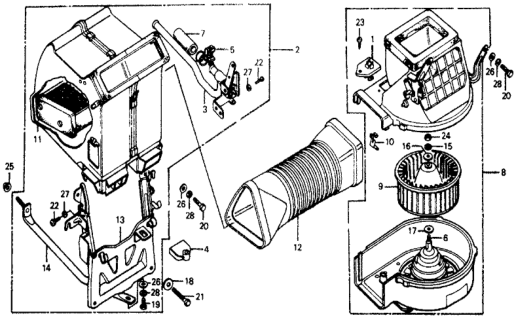 1977 Honda Accord Blower Assembly Diagram for 39240-671-676