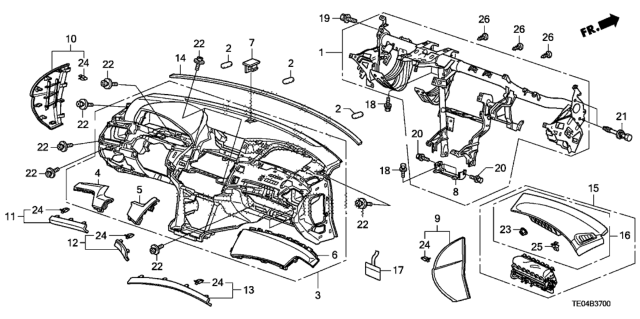 2010 Honda Accord Beam, Steering Hanger Diagram for 61300-TA0-A11ZZ