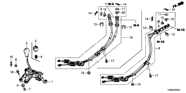 2014 Honda Civic Knob, Change Lever *Tblack* (LEA) (BLACK) Diagram for 54102-TR7-A01ZB