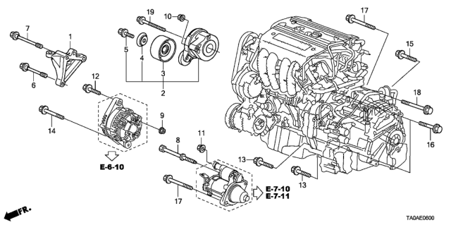 2012 Honda Accord Engine Mounting Bracket (L4) Diagram