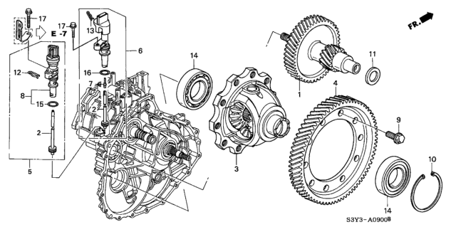 2002 Honda Insight Differential Gear  - Speedometer Gear Diagram