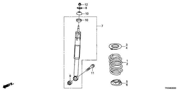 2015 Honda Civic Rubber, R. RR. Spring Mounting(Upper) Diagram for 52461-TR0-A50