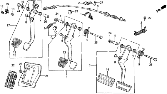 1991 Honda Civic Brake Pedal - Clutch Pedal Diagram