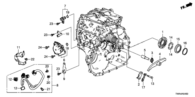 2018 Honda Accord Hybrid Gear, Parking Diagram for 23427-5Y4-000
