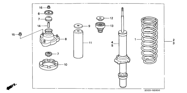 1997 Honda Prelude Shock Absorber Assembly, Left Front Diagram for 51602-S30-A22