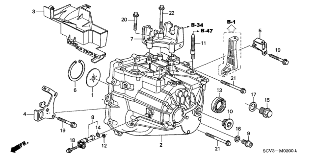 2003 Honda Element Case, Transmission Diagram for 21200-PZF-010