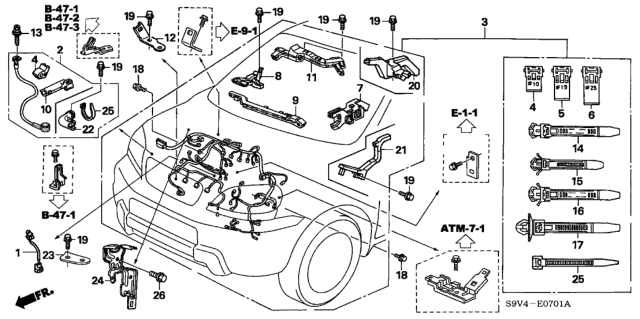 2006 Honda Pilot Stay A, Engine Wire Harness Diagram for 32741-PVJ-A00