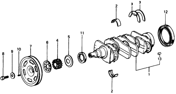 1975 Honda Civic Crankshaft Diagram for 13310-657-000