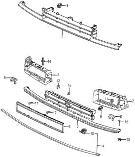 1985 Honda Accord Molding, FR. Grille (Lower) Diagram for 62325-SA6-000
