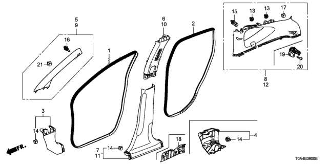 2012 Honda CR-V Pillar Garnish Diagram