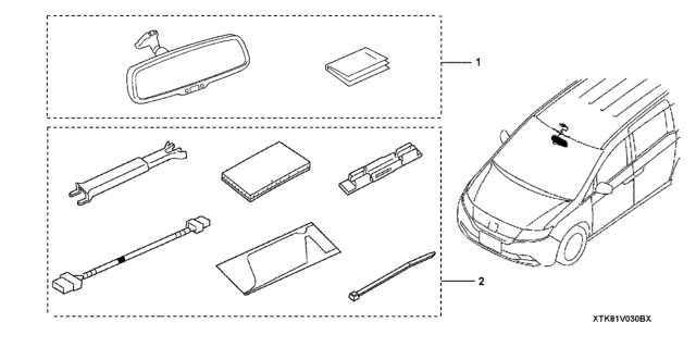 2012 Honda Odyssey Auto Day - Night Mirror & Attachment Kit Diagram