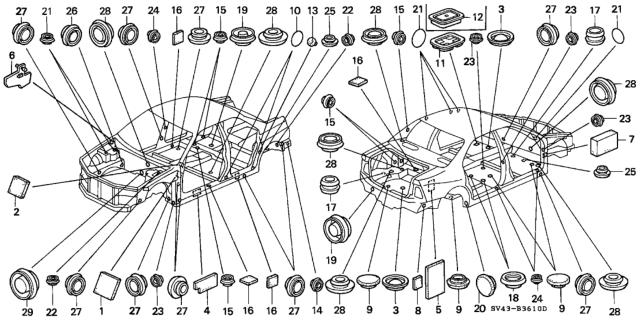 1995 Honda Accord Insulator, Harness (130X130) Diagram for 32152-SV7-A00
