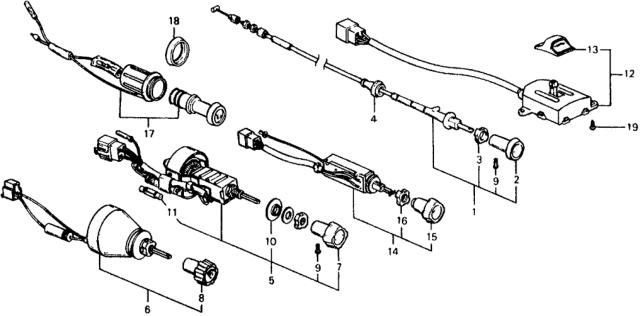 1977 Honda Civic Cable Assy., Choke Diagram for 17950-657-672
