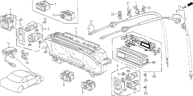 1991 Honda Prelude Switch Assembly, Retractable Diagram for 35836-SF1-A12