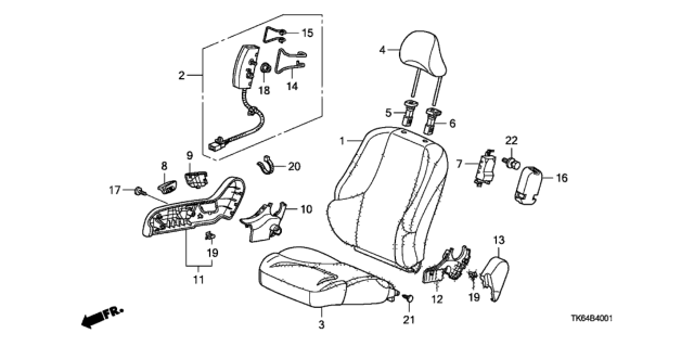 2011 Honda Fit Headrest Assy., FR. *NH747L* (KIRABI GRAY) Diagram for 81140-TK6-A01ZA