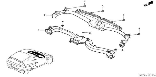 2002 Honda Insight Duct Assy., Air Conditioner Diagram for 77400-S3Y-A01
